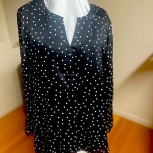 Vince Camuto split-neck polka dot top
